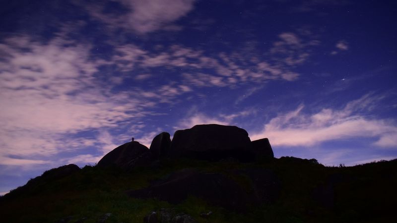 hill, sky, clouds, starry sky, 4k