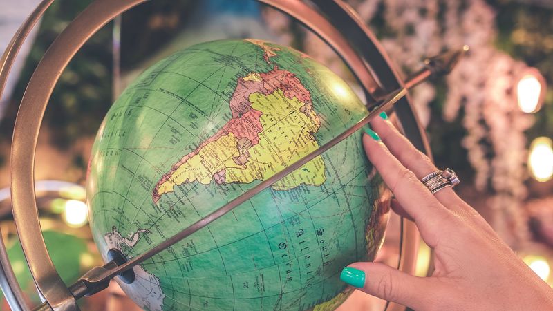 globe, hand, map, 4k
