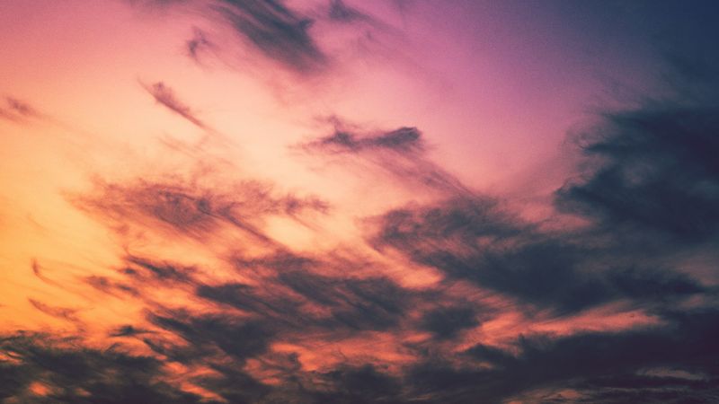 clouds, porous, sunset, 4k