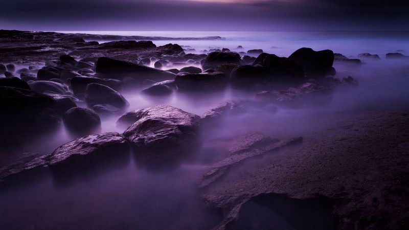 stones, sea, shore, 4k