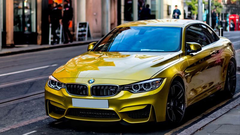 auto, yellow, side view, style, 4k