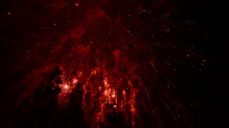 fireworks, night, sky, sparks, 4k