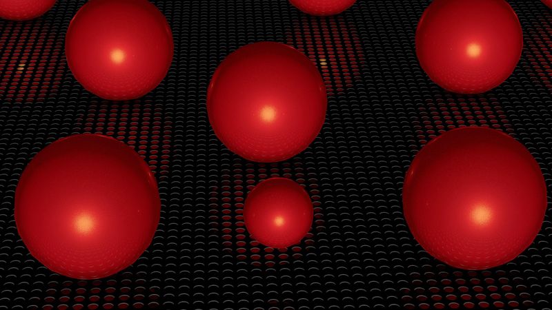 balls, surface, grid, 4k