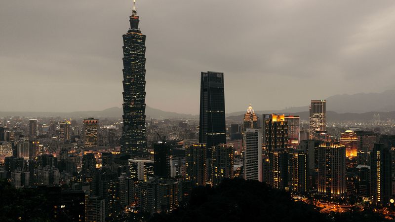 taipei, taiwan, skyscrapers, evening, 4k