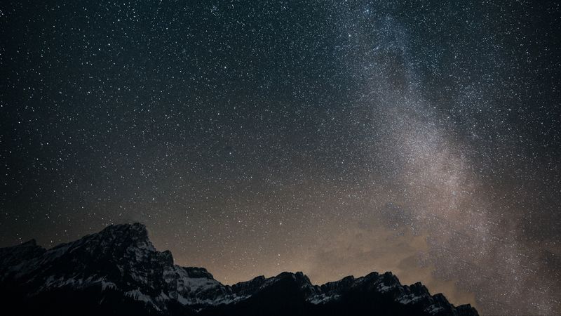 starry sky, mountains, milky way, 4k