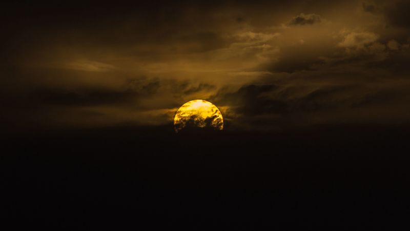 sun, sunset, clouds, sky, 4k