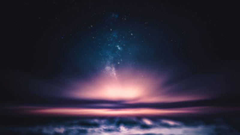 starry sky, space, stones, shore, 4k