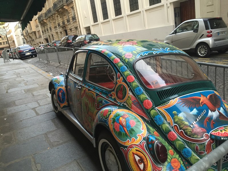crazy looking vw bug on european street 4k