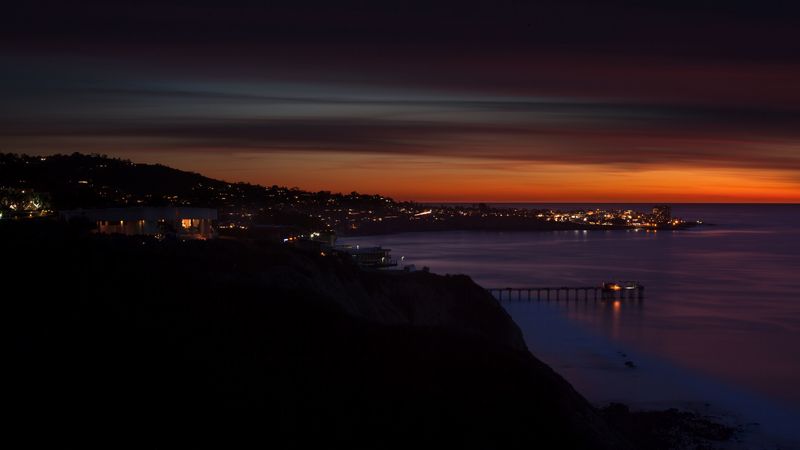 scripps, usa, beach, night, sunset, 4k