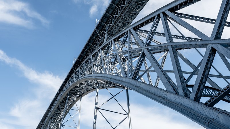 bridge steel arch bridge structure and road 4k