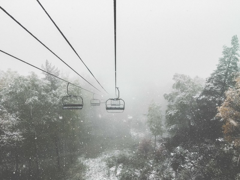 chair lift mountain winter and snow 4k