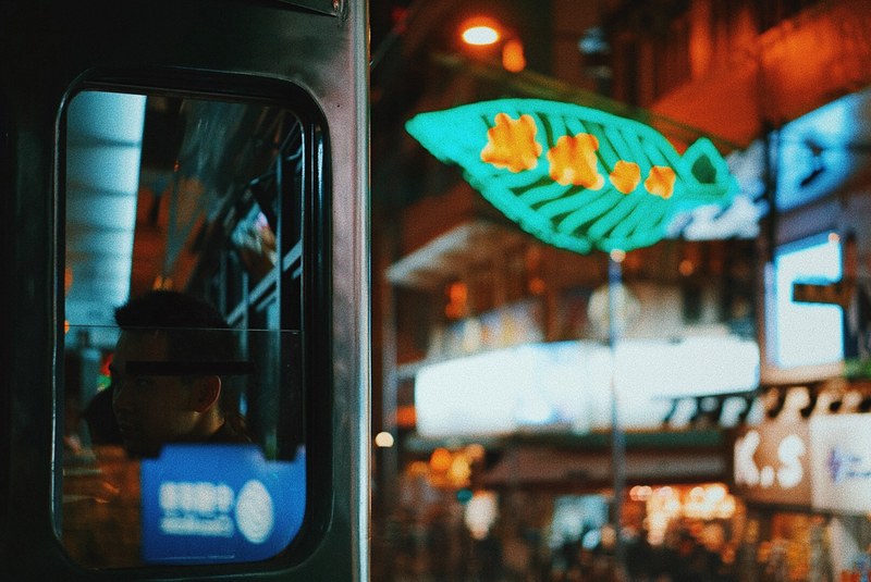 neon sign tram tram door and urban 4k