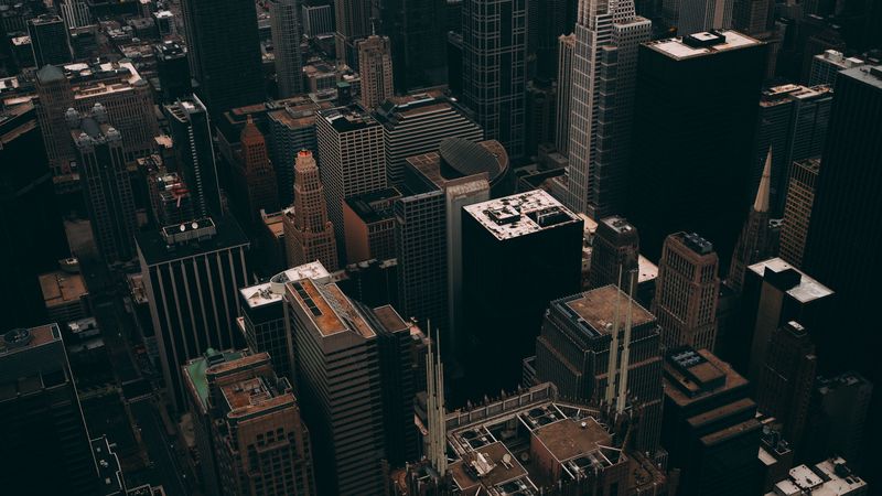chicago, skyscrapers, top view, 4k