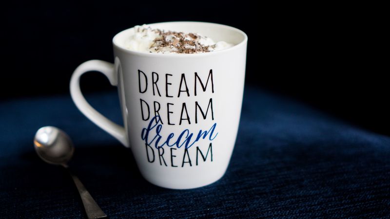 mug, inscription, dream, 4k