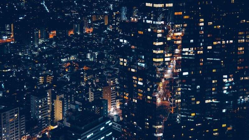 minato, japan, night city, buildings, city lights, 4k