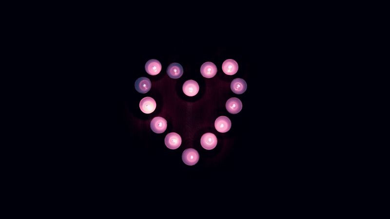 candles, heart, light, 4k