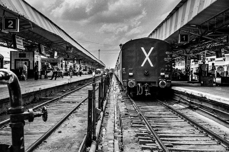 indium train station track and train 4k