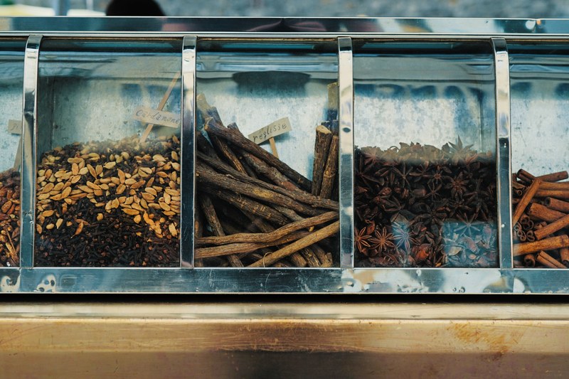 spice ingredient container and cardamom 4k
