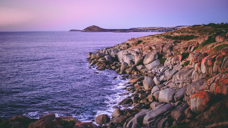 granite island, australia, rocks, beach, 4k
