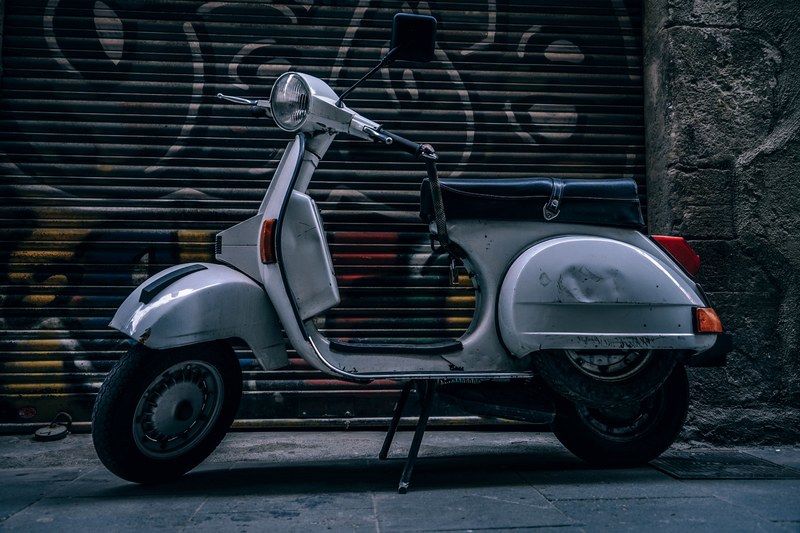 business motor scooter art and road 4k