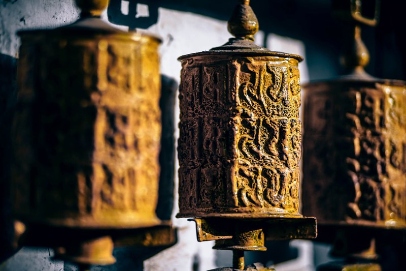 buddhist prayer wheels 4k