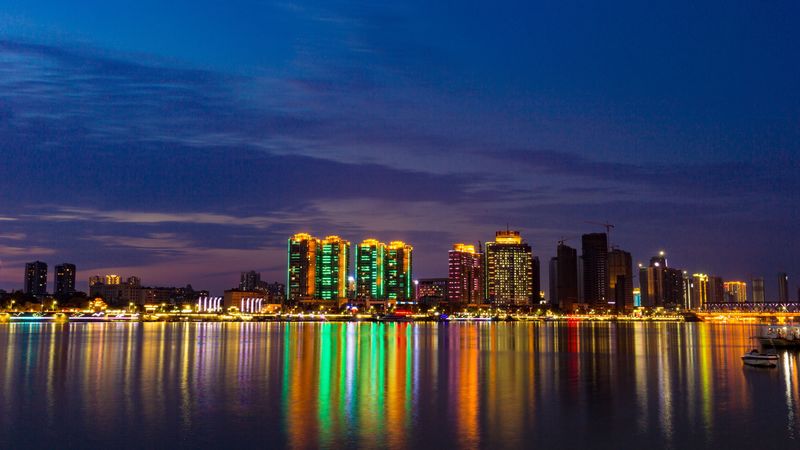 night city, panorama, skyscrapers, kerosene, 4k