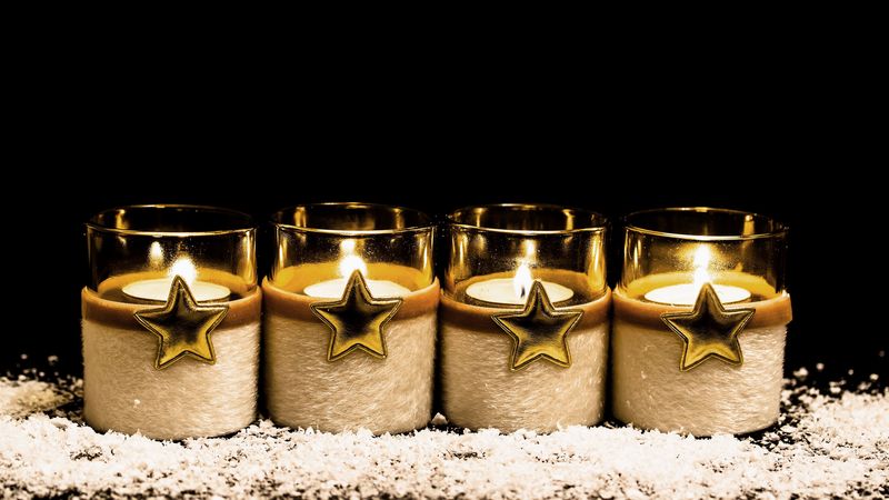 candles, stars, sparkles, wax, 4k