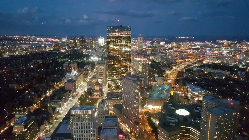 skyline massachusett top of the hub and night 4k