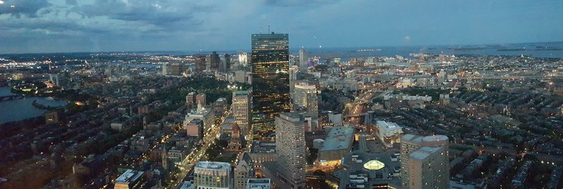 panoramic skyline top of the hub and massachusett 4k