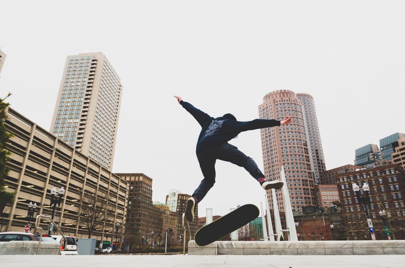downtown architecture active and happy 4k