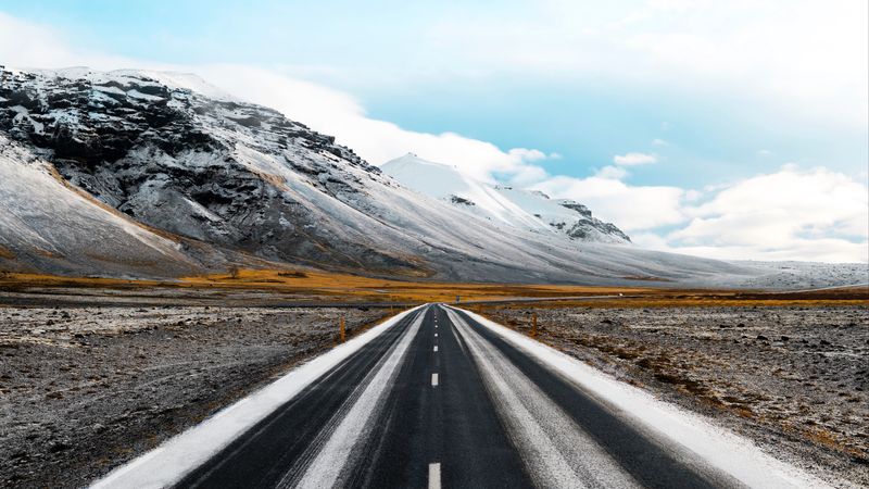 road, marking, mountains, direction, 4k