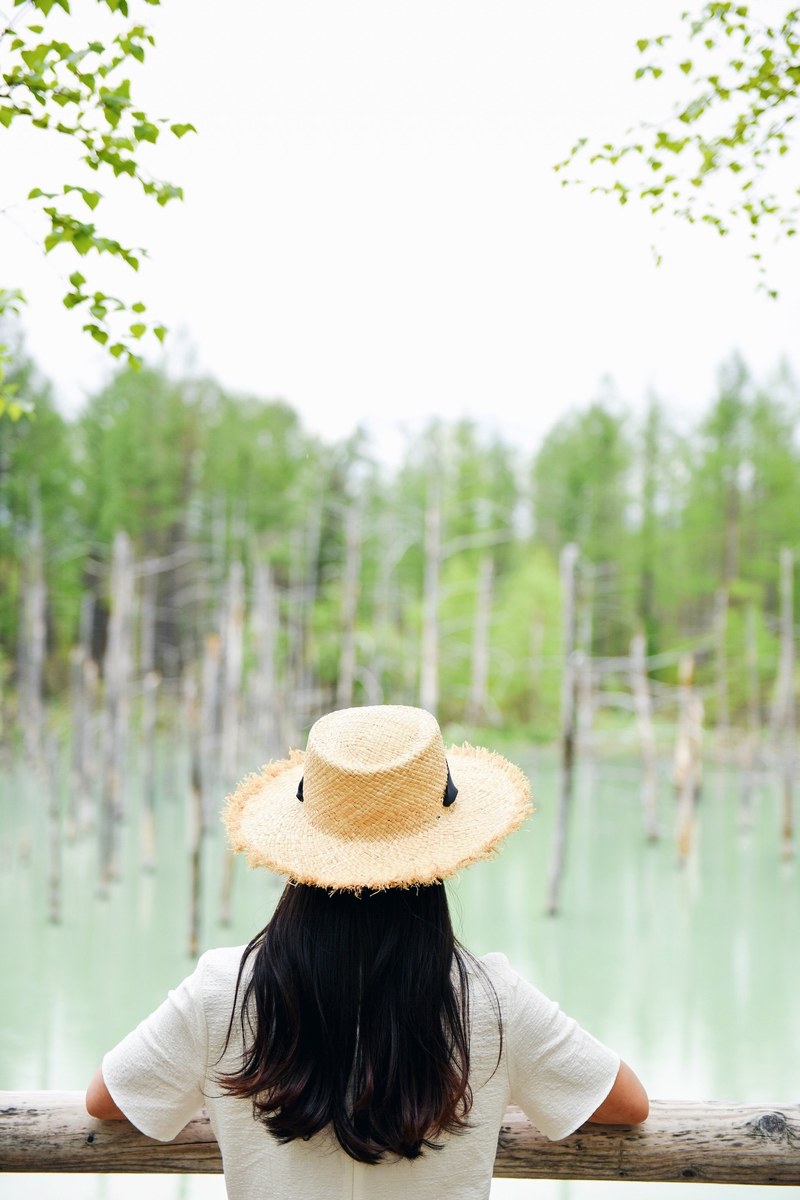 person vacation strawhat and landscape hd, 4k