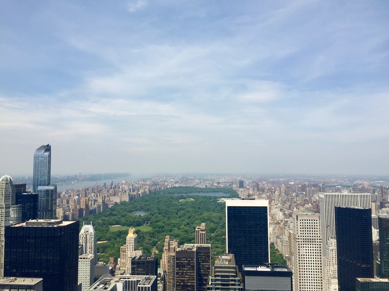 view from a skyscraper on new york citys central park, park in the middle of a city 4k