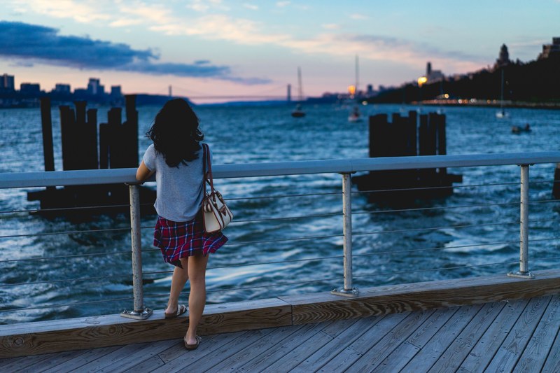 new york city nyc girl and sunset 4k