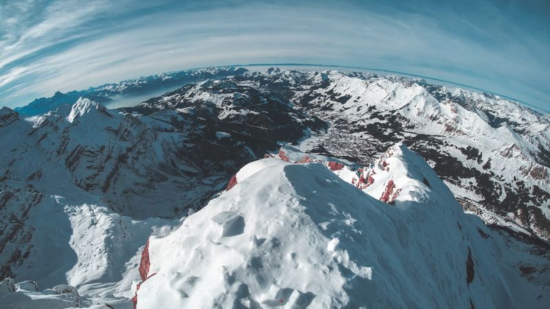 mountains, snow, winter, top, 4k
