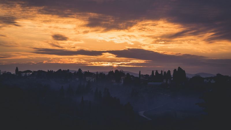 italy, florence, fog, dawn, sky, 4k