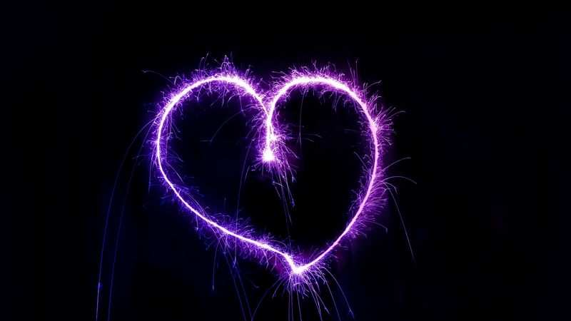 heart, sparks, shape, shine, 4k