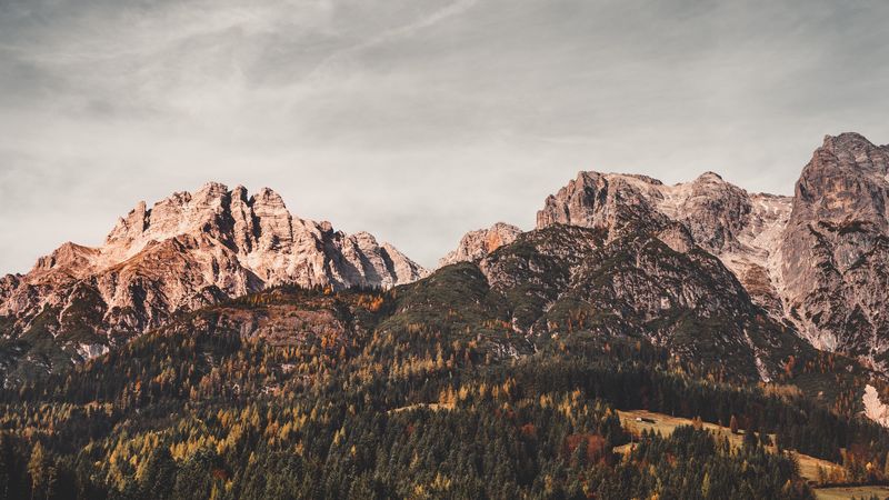 leogang, austria, mountains, trees, 4k