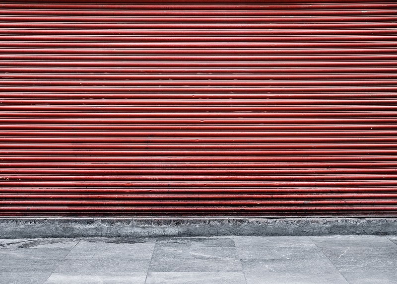 sidewalk pavement shutter and red 4k