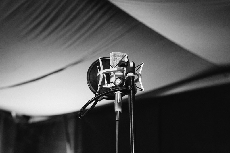 black and white shot of microphone in recording studio in saarbrcken, microphone in saarbrcken 4k