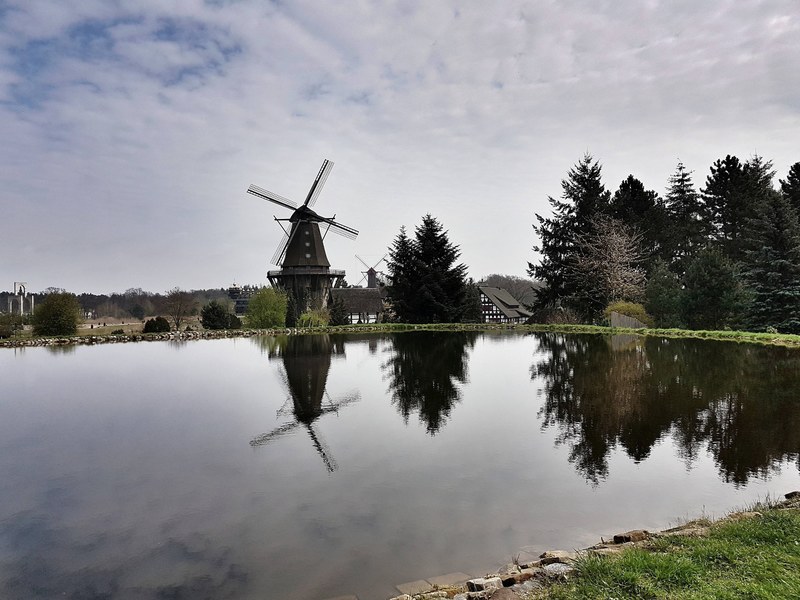 germany lower saxony lake and mill 4k