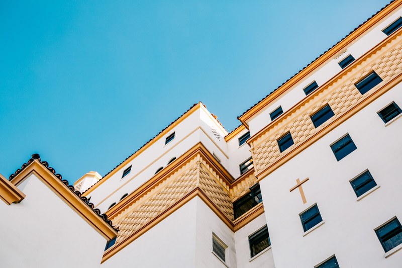 building sky architecture and blue sky 4k