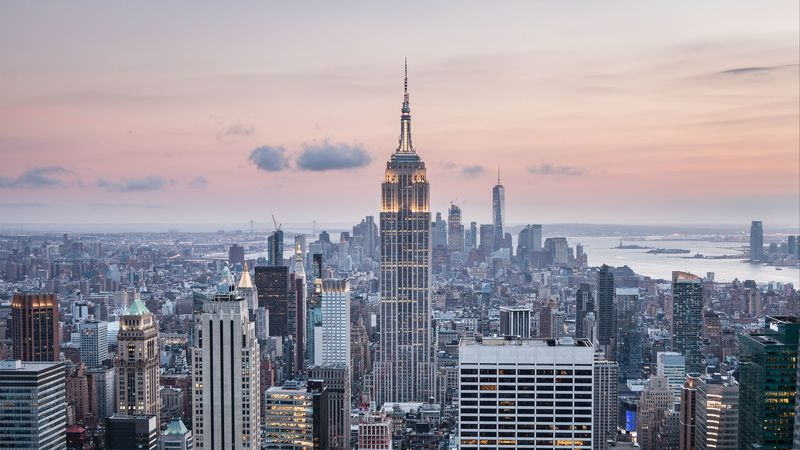 new york, usa, skyscrapers, top view, 4k