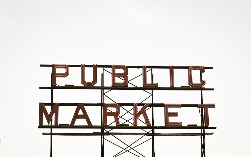 sign public market graphic and red 4k
