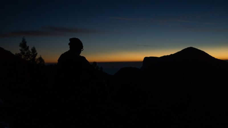 man, silhouette, horizon, 4k