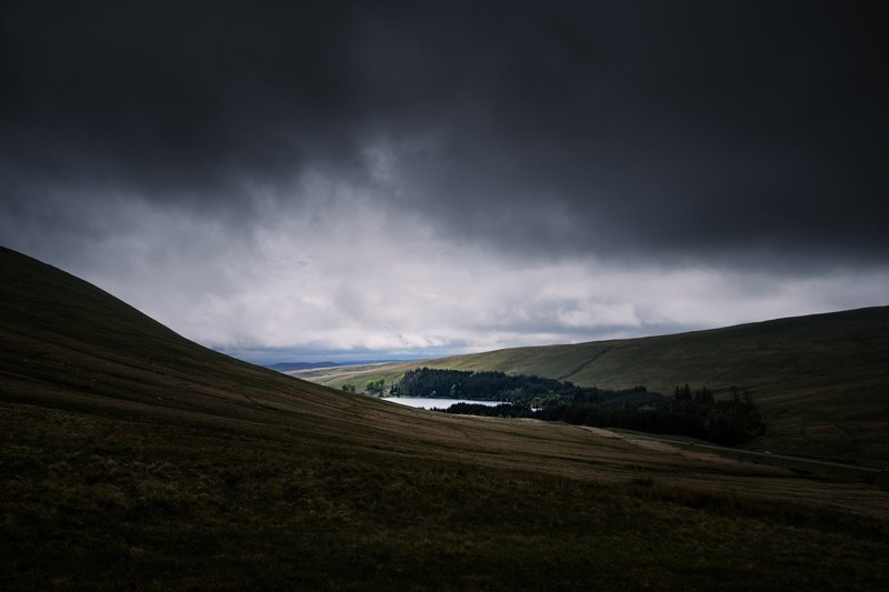 hill cloud tree and lake 4k