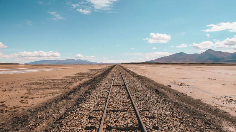 railway, skyline, sky, 4k