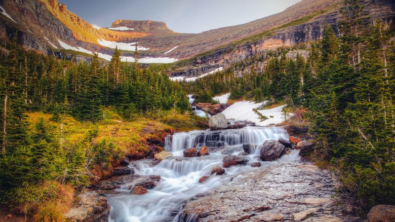 waterfall, stones, current, 4k