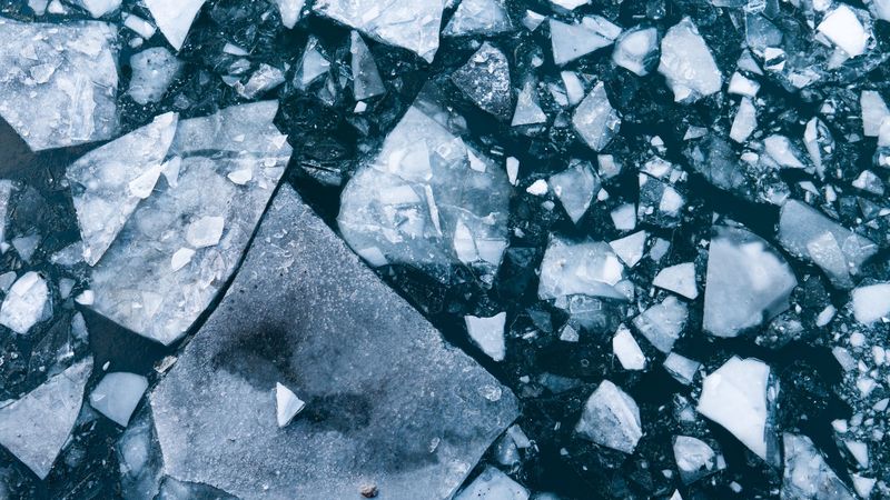 ice, ice floe, water, 4k