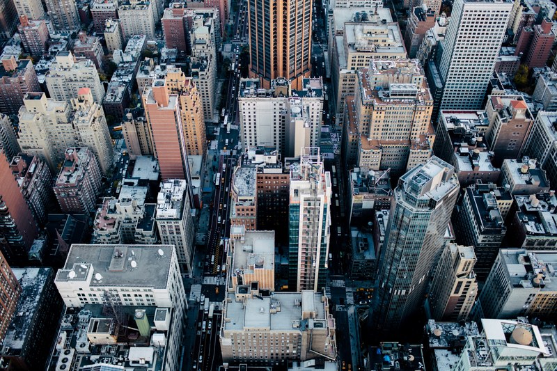 downtown skyscraper building and city 4k